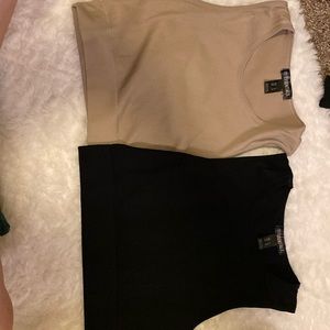 Tan and black crop top